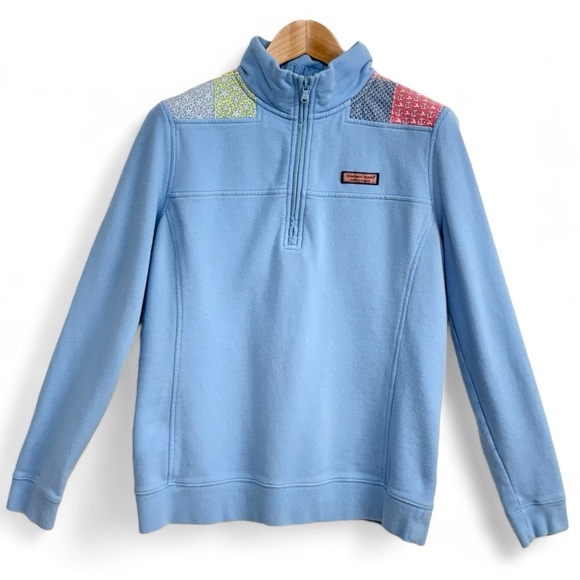 Vineyard Vines Tops - Vineyard Vines Coastal Pastel Patchwork 3/4 Zip Sweatshirt Size Medium